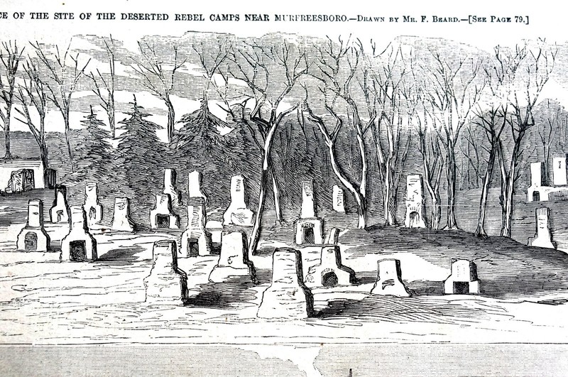 Murfreesboro Tennessee 1863 SKETCH of TOWN and CEMETERY Matted Civil War Print gallery
