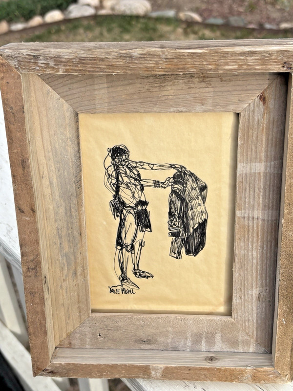 Dave Powell Vintage Original Native American Sketch Cowboy Artist of America gallery