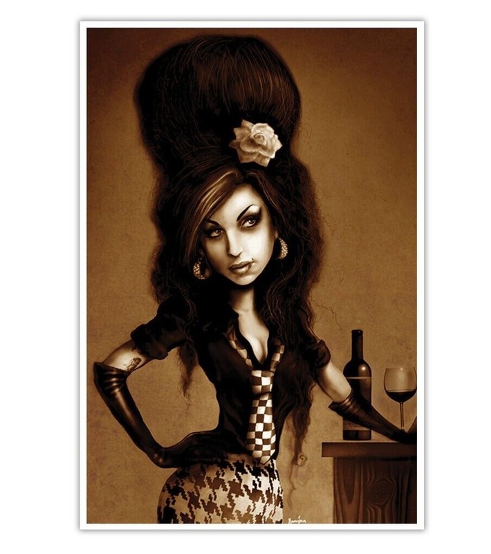 Amy Winehouse by Marcus Jones Custom Tattoo Lowbrow Art Print Framed/Unframed