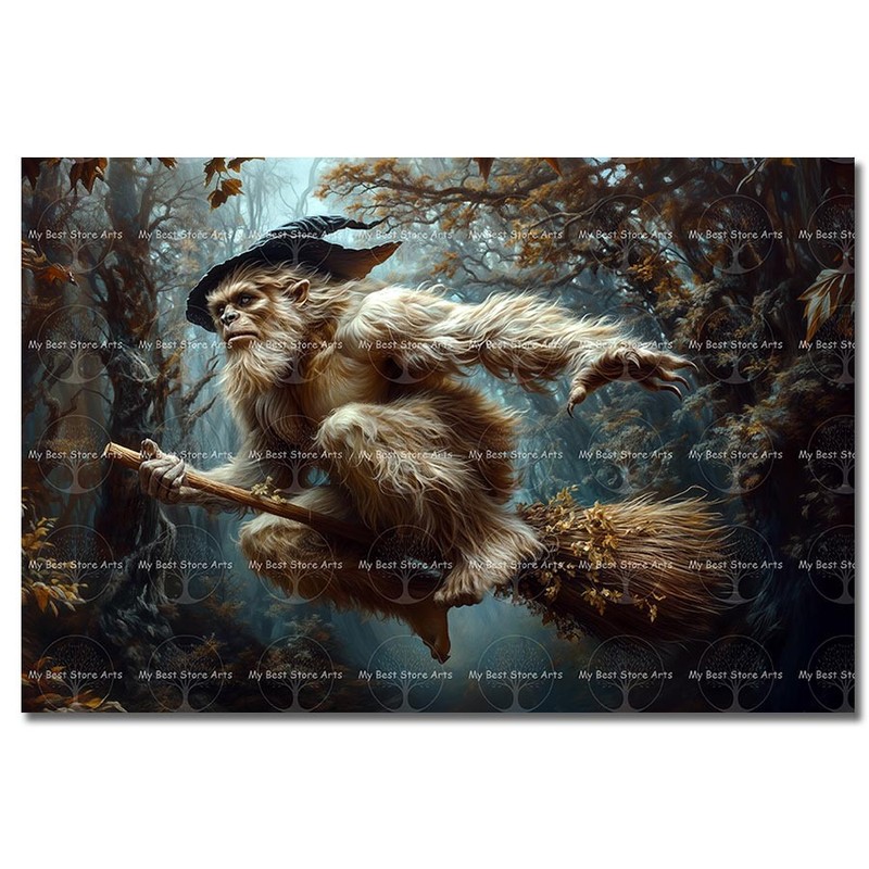 Bigfoot Art Print, Woodland Cryptid Fantasy Wall Decor