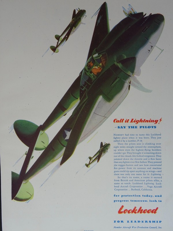 c1944 WW2 AMERICAN Advertisement LOCKHEED AIRCRAFT CORPORATION – CALIFORNIA