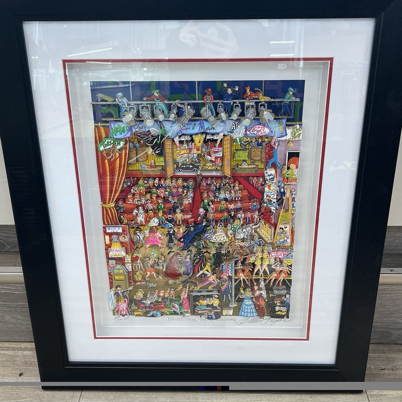 CHARLES FAZZINO BACKSTAGE ON BROADWAY 3-D DELUXE SERIGRAPH HAND SIGNED FRAMED