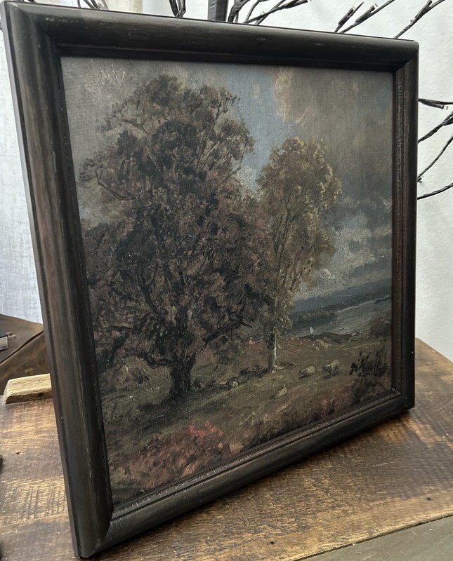 16×16” Sheep Landscape Unique Rustic Moody Gallery Art Print In Vintage Frame