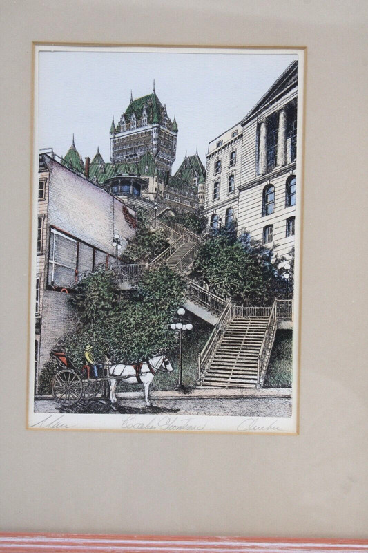 Le Chateau Frontenac Quebec Hand-Colored Etching Signed Alain Couture gallery