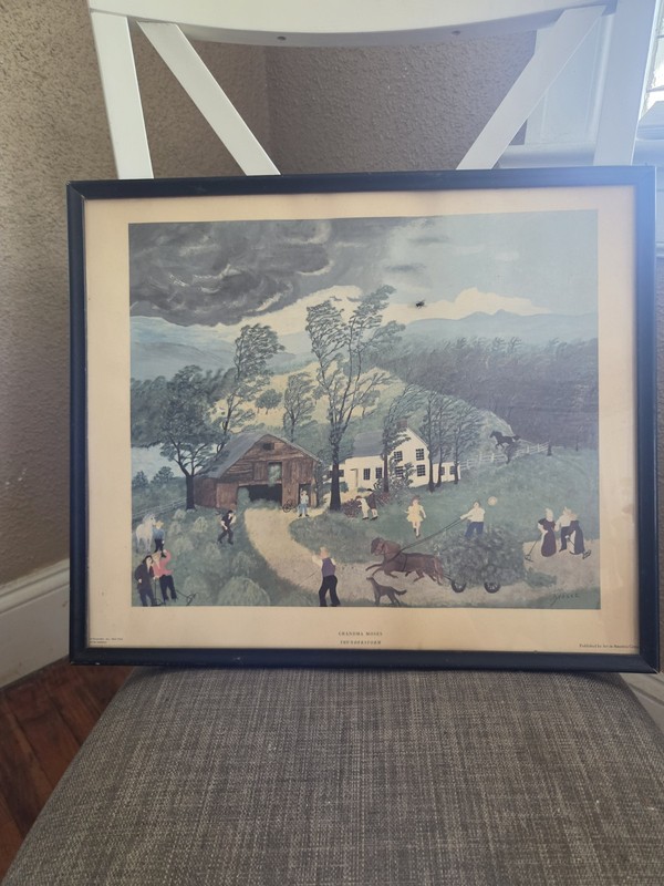 Grandma Moses " The Thunderstorm" Framed Print 17”X 14.5” Art in America Comp gallery