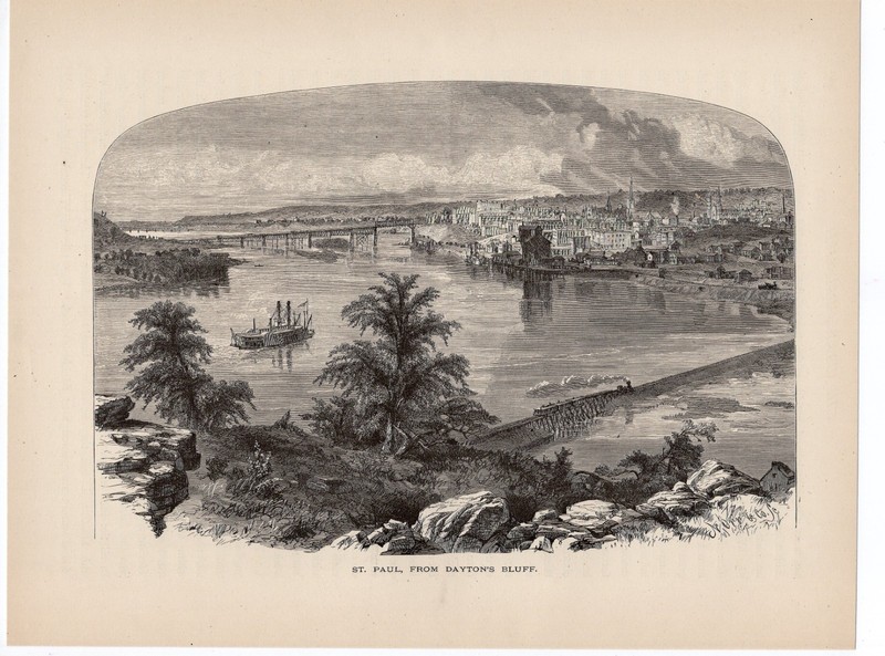 MINNESOTA – St. Paul from Dayton’s Bluff 1872 Antique Wood Engraving gallery