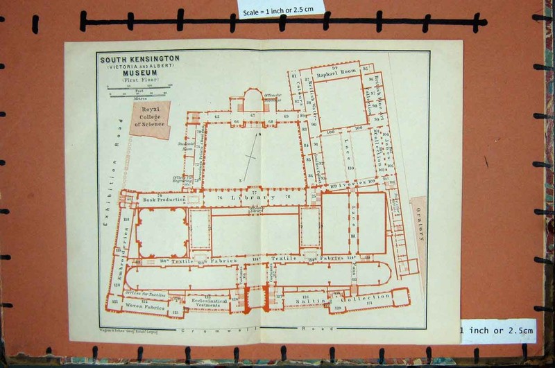 Old Vintage Print Map C1955 Plan South Kensington Victoria Albert Museum 20th