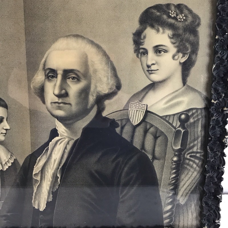 Antique Wood Framed Print George Martha Washington at Mt. Vernon Family gallery