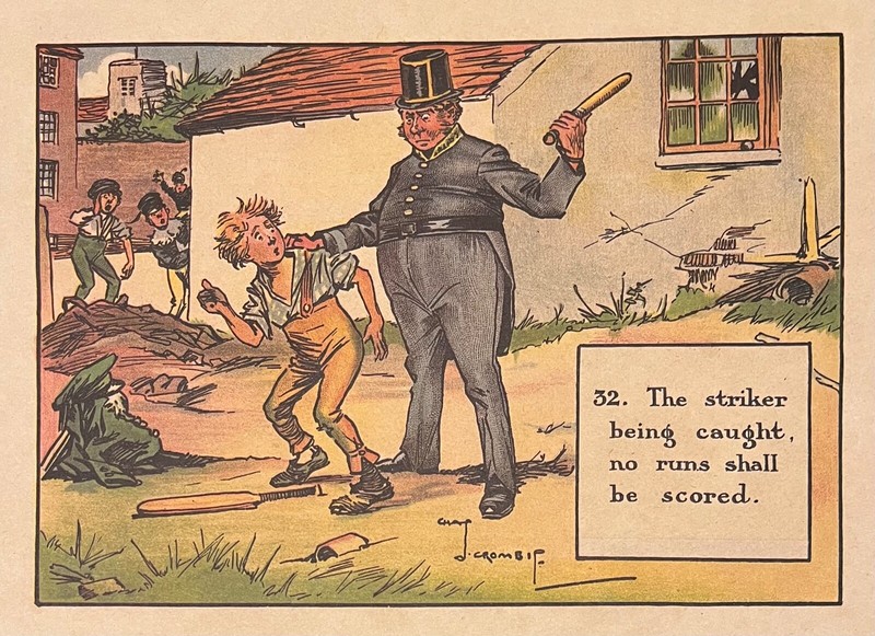 Charles Crombie The Laws of Cricket (No 32) mounted vintage illustration