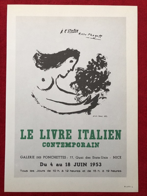 Marc Chagall Poster,Nice Italy, Offset Lithograph,Vintage 1966.Platesigned