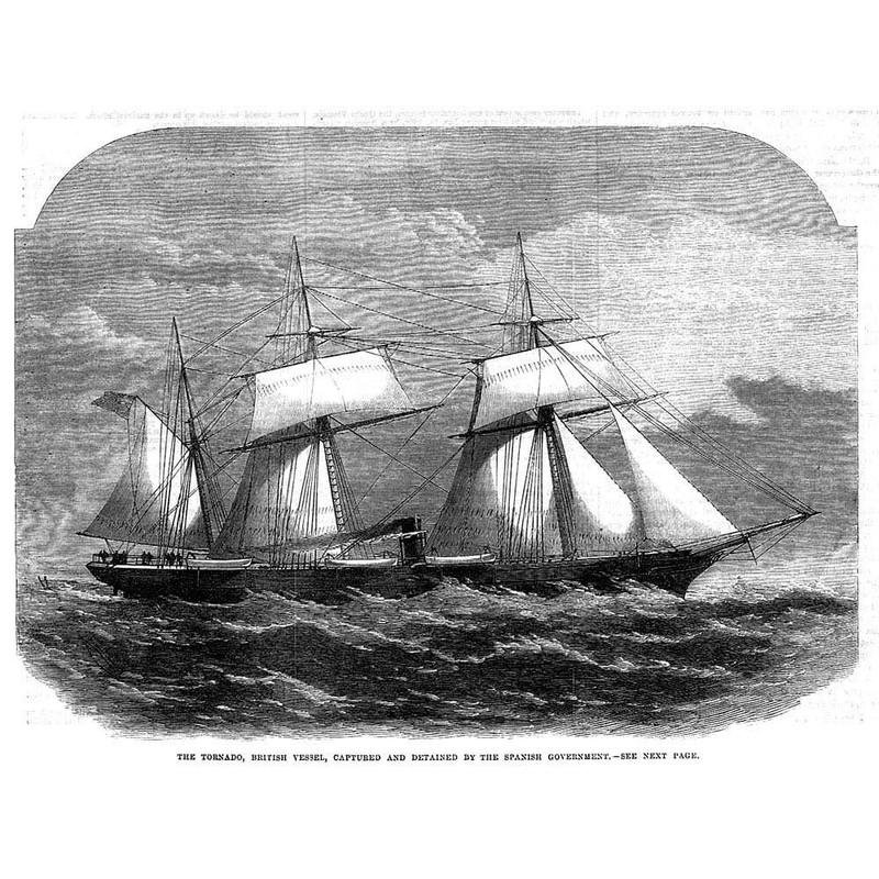 The Tornado Captured and Detained by the Spanish – Antique Print 1867