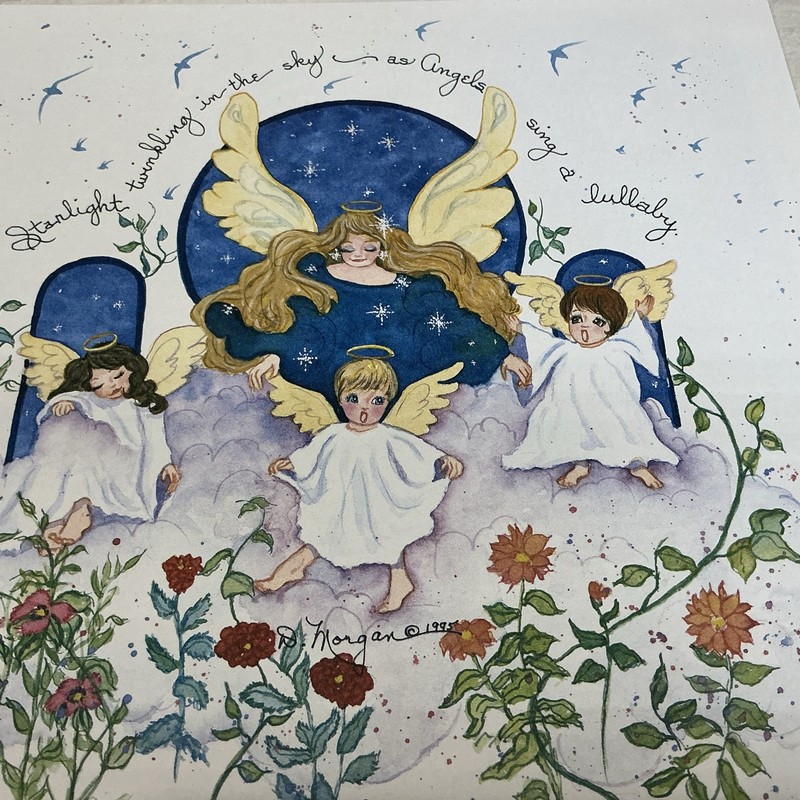 D.Morgan Signed Print 1995 “Starlight Twinkling In The Sky” Angels Theme 10X10”