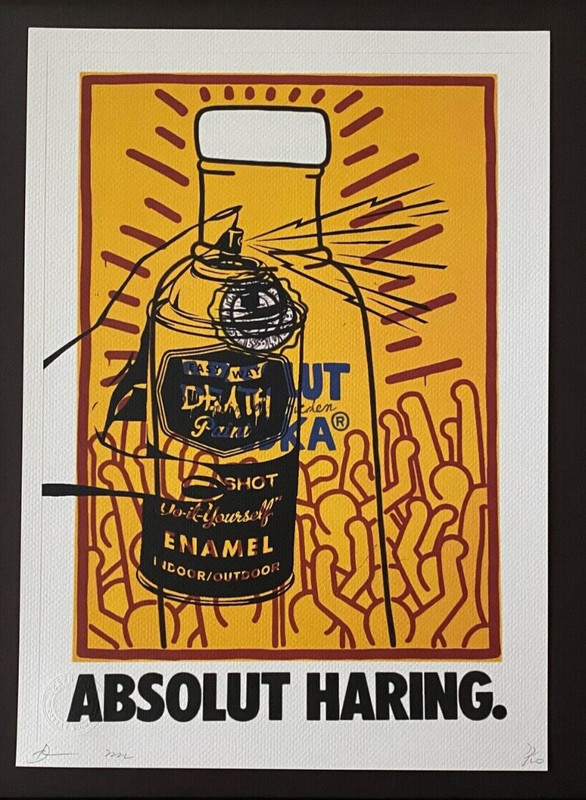 DEATH NYC Hand Signed LARGE Print Framed 16x20in COA ABSOLUT HARING GRAFFITTI N gallery