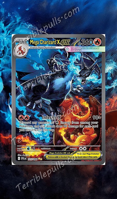 Pokemon Extended Art Insert Combo for RAW card Mega Charizard X EX 125 NO CARD