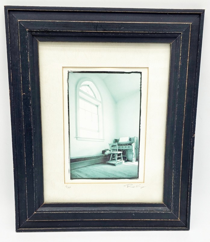 Ron King Signed Limited Edition Art Print 1/20 Arched Window Pump Organ Framed