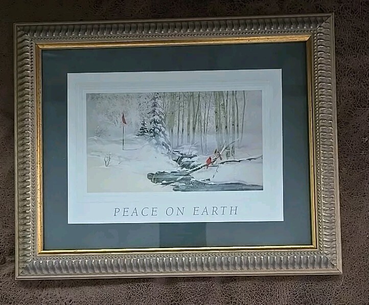 Peace On Earth Winter Art Print With Cardinals