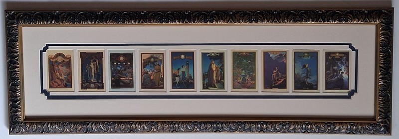 Maxfield Parrish Edison Mazda 10 Playing Cards, 1918-1931, Complete Set Framed