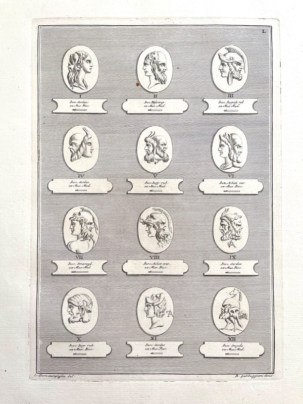 ANTIQUE NEOCLASSICAL ETCHING OF ROMAN FIGURES PROFILE
