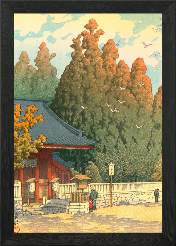 Kawase Hasui Japan Temple Framed Wall Art Poster Canvas Print Picture