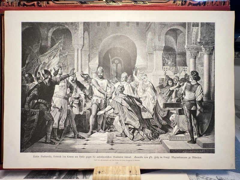 Emperor Barbarossa WOOD ENGRAVING 1886 Ph Foltz Historical Medieval Art Print...