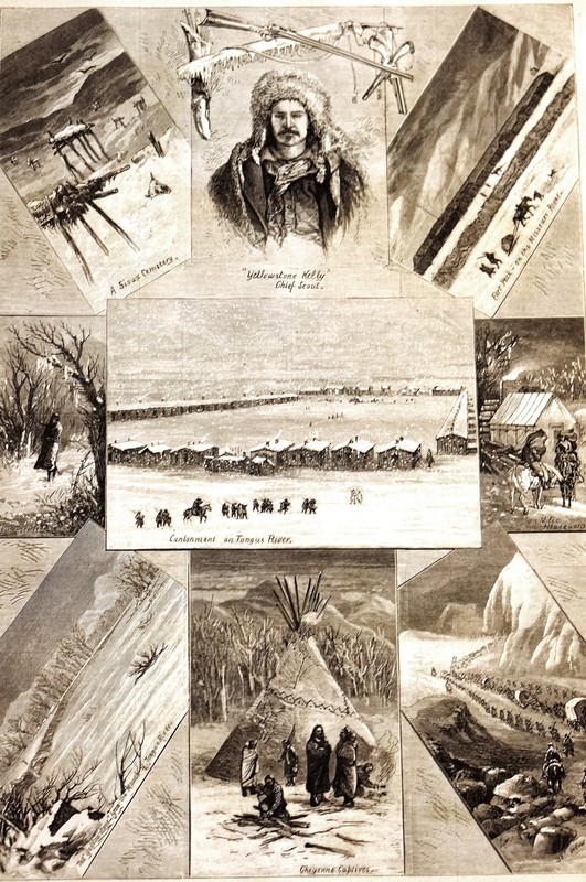 Sioux and Cheyenne Indians GEN. MILES CAMPAIGN 1877 Antique Engraving Art Matted