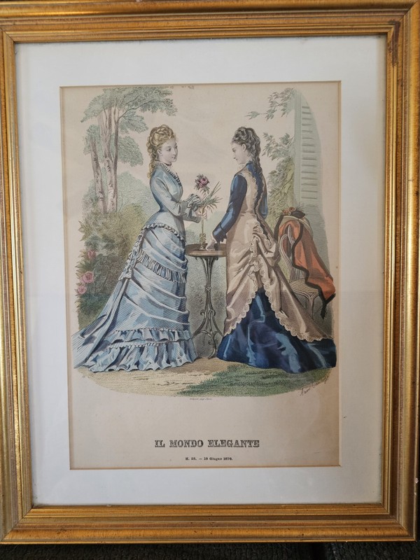Antique Lithograph Print From «Il Mondo Elegante» Signed By Anais Toudouze, 1876