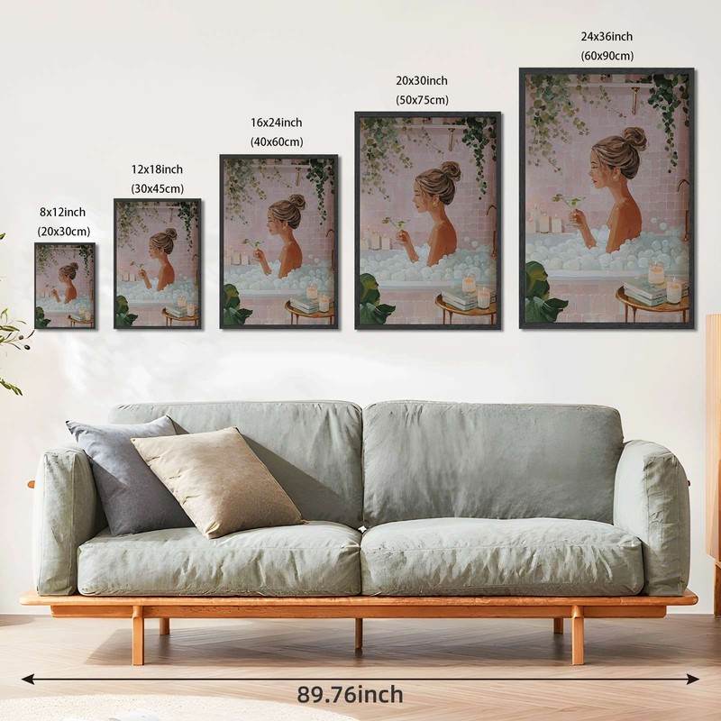 Woman Relaxing in Bubble Bath Wall Art Canvas Oil Paintings Reproduction gallery