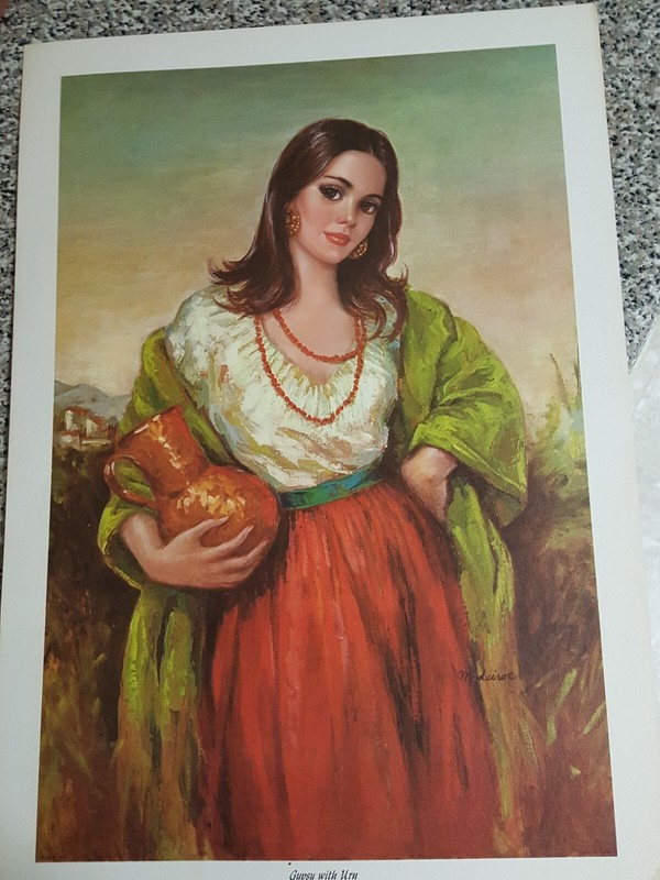 Arthur A Kaplan Co-Lithograph-GYPSY WITH URN, Medeiros, # VV 754 20″ X 14″