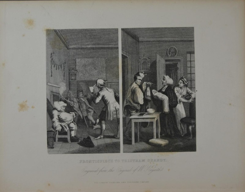 Antique Art William Hogarth Tristram Shandy Caricature Engraving 1850