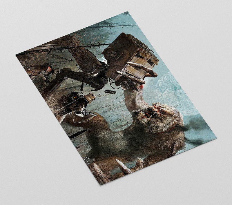 Star Wars AT-ST vs Rancor Battle Wall Art Print - Empire - 11" x 17" gallery
