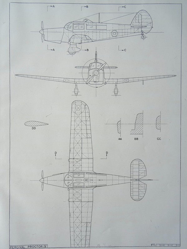 WW2 BRITISH Aircraft PERCIVAL PROCTOR IV Scale Design Plan c1944