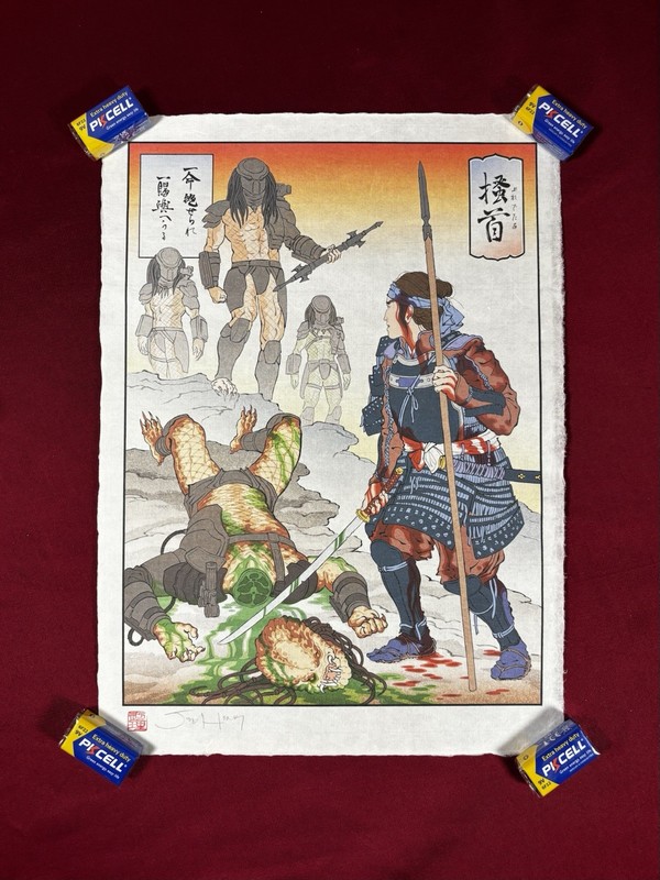 Signed Predator Samurai Art Print Denver Comic Con 2016 Japanese Woodblock Style