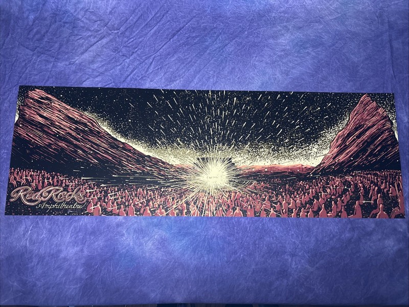 James Eads Red Rocks Venue Shine Baby Gold Variant Signed #37/75 12×36 Phish DMB