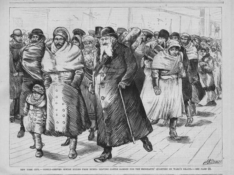 JEWISH EXILES FROM RUSSIA LEAVING CASTLE GARDEN FOR THE EMIGRANTS QUARTERS