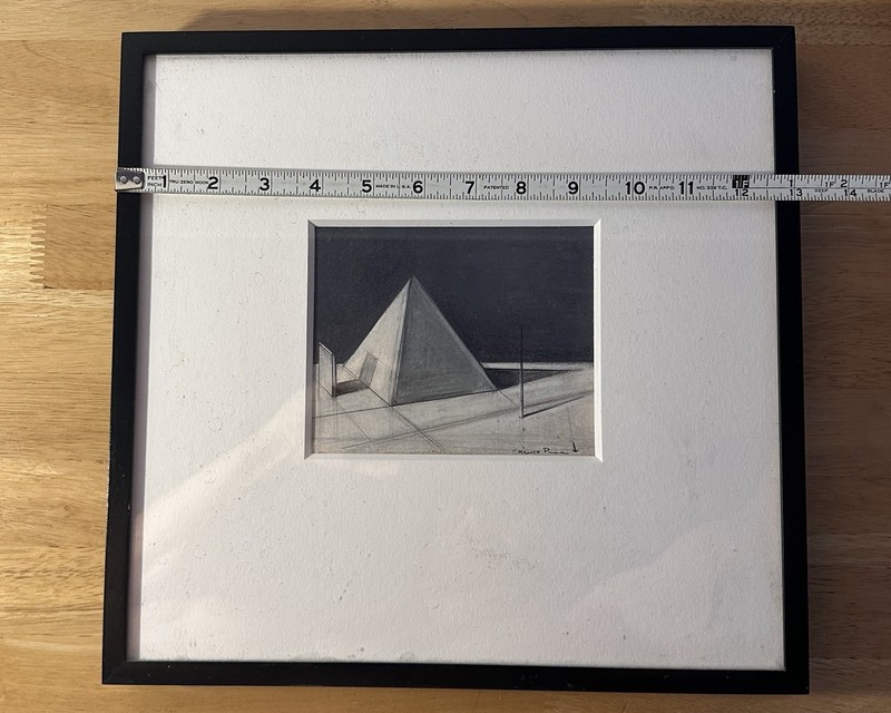 Enrico Pinardi Signed Geometric Pyramid Surreal Architectural Modernist Art gallery