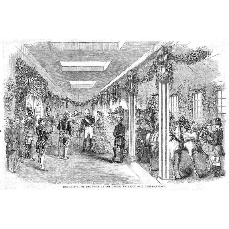 Arrival of Bride Victoria Princess Royal to St James Palace – Antique Print 1858