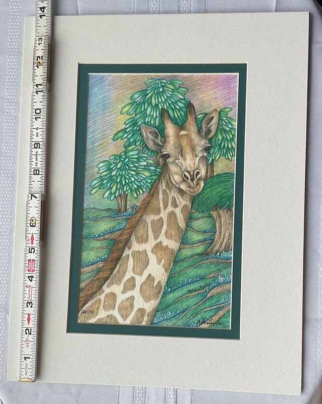 Kae Taylor GIRAFFE Art Print w/ 11"x14" Mat Signed & Numbered #120/150 gallery