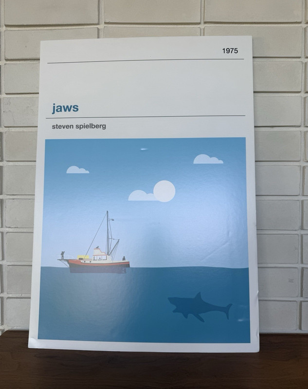 Jaws 1975 Minimalist Movie Poster * Foam Core 17.5x24.5 * Steven Spielberg Art