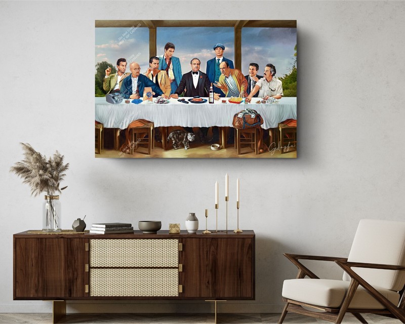 Last Supper Mafia Criminals Meeting Vito Corleone Canvas Print Art Décor gallery