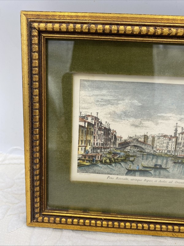 Vintage Venice Lithograph Etching Framed And Matted Print by Antonio Visentini gallery