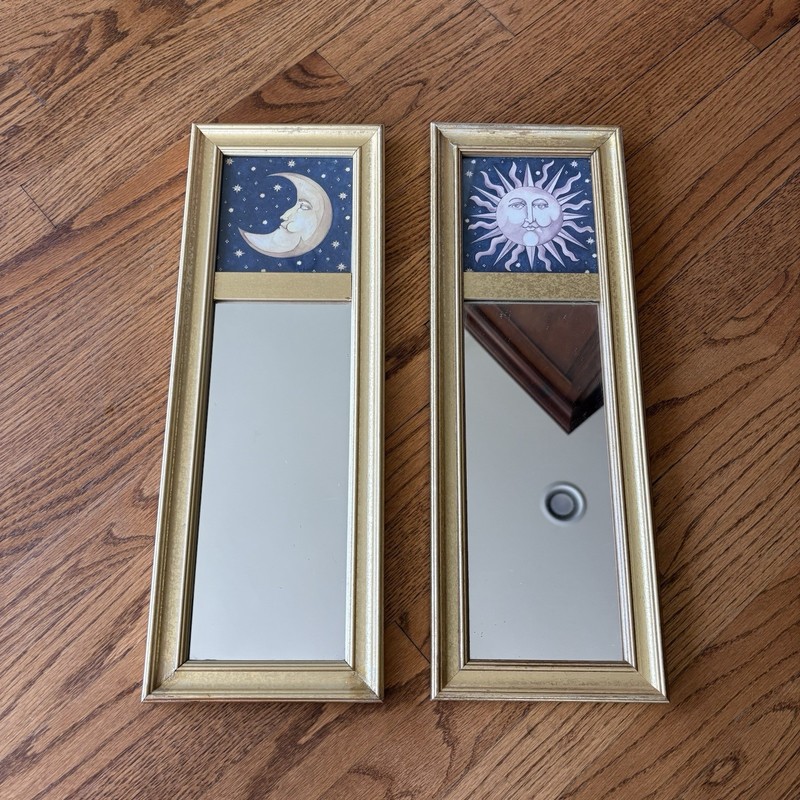 90’s mary beth zeitz celestial Mirror Sun And Moon Gold Frame Whimsical Gothic