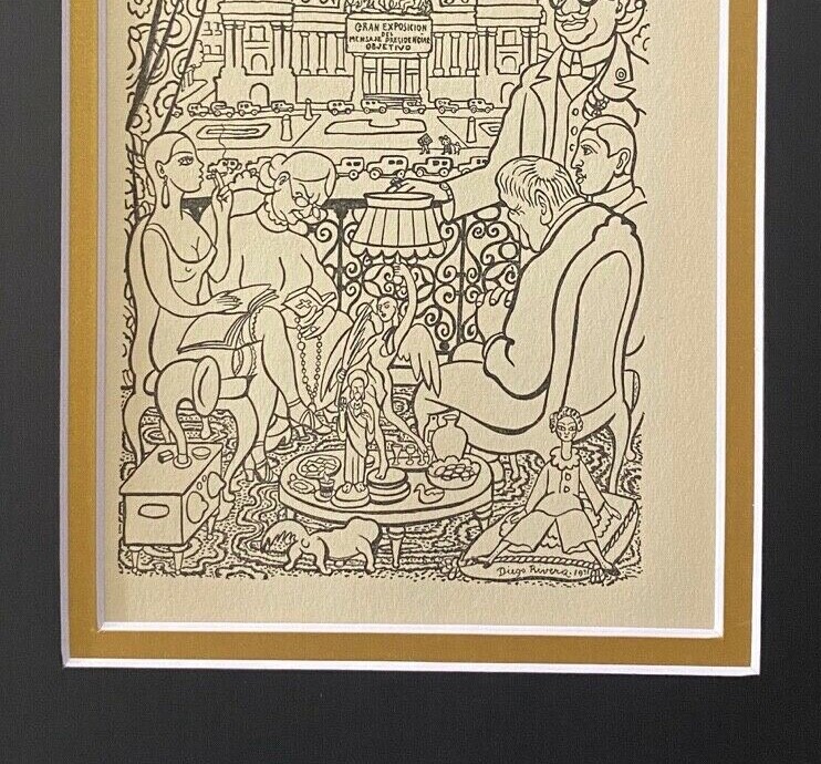 DIEGO RIVERA ORIGINAL 1938 SIGNED ON THE PLATE GRAVURE TO BE FRAMED AT 8X10 gallery