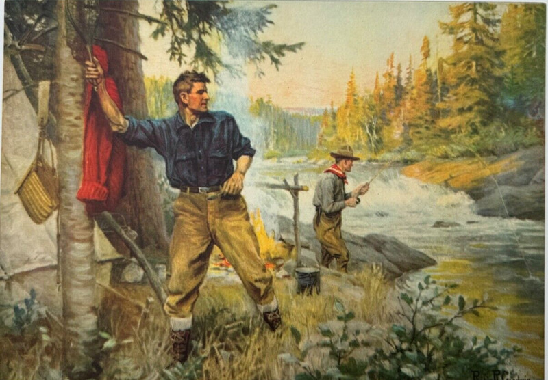 Original Vintage Philip R Goodwin 7×10 Western Fishing Sportsmen Print
