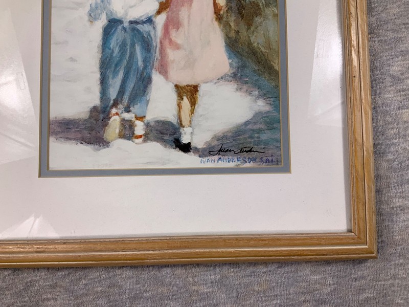 IVAN ANDERSON GIRL AND BOY WALKING LITHOGRAPH PRINT, HAND SIGNED, 10" X 8" gallery