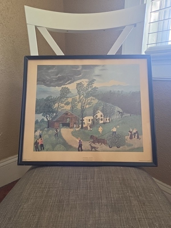 Grandma Moses » The Thunderstorm» Framed Print 17”X 14.5” Art in America Comp
