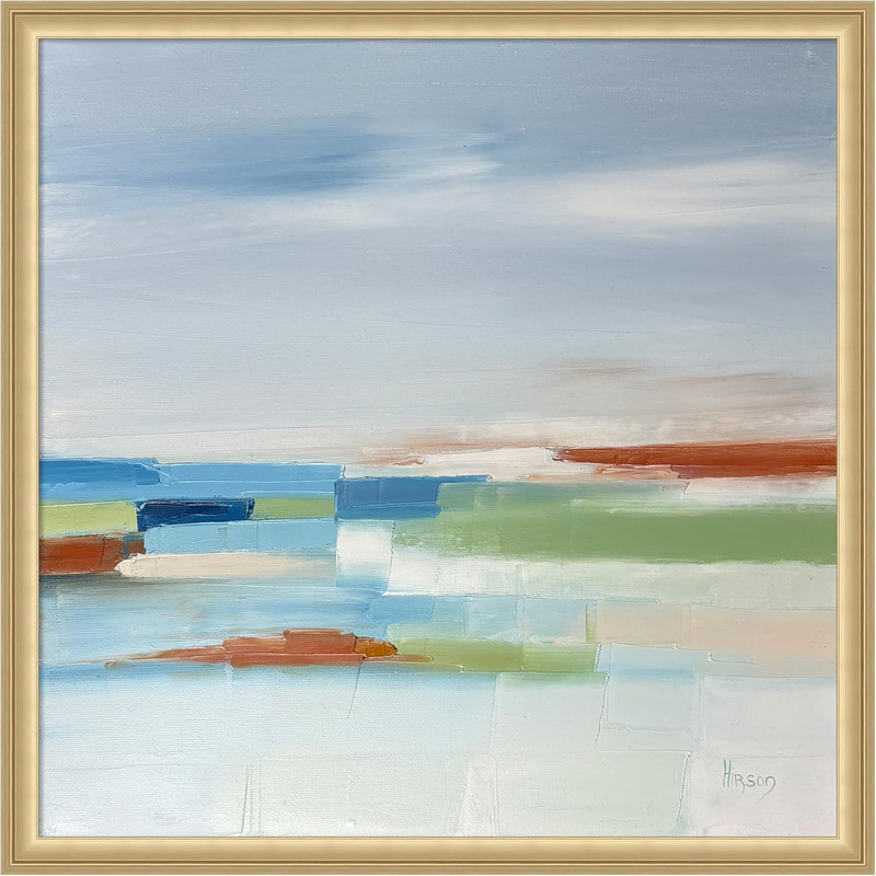 Modern Abstract Canvas Art Print in Florence Gold Frame, 26×26