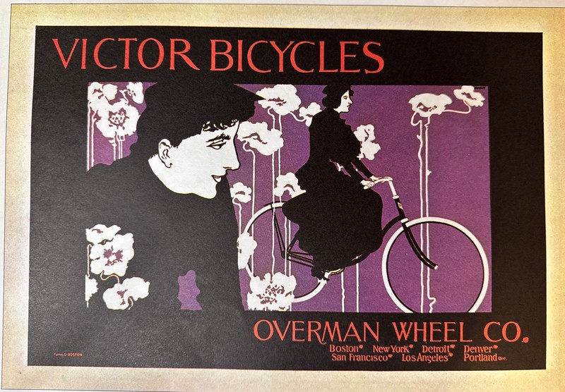 Original 1973 Victor Bicycles Poster Print Page 51 Art Nouveau Will Bradley VTG