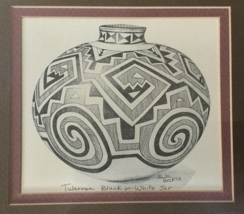 Vintage Art Print American Indian Pottery Lot Of 2 Framed - 1 Signed Paula Beck gallery