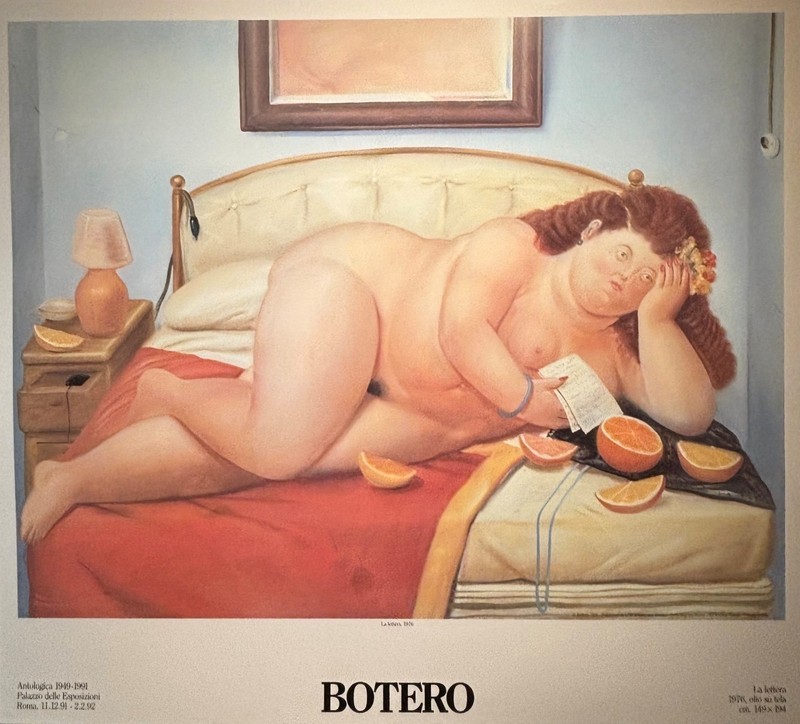 FERNANDO BOTERO»LETERA,1976″PALAZZO DELLE ESPOSIZIONI ROMA Exhibition poster