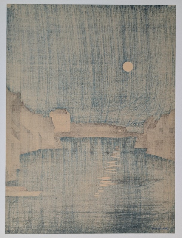 KIYOCHIKA • Full Moon at Nihonbashi bridge • Kosen-ga • Japanese Woodblock Print gallery